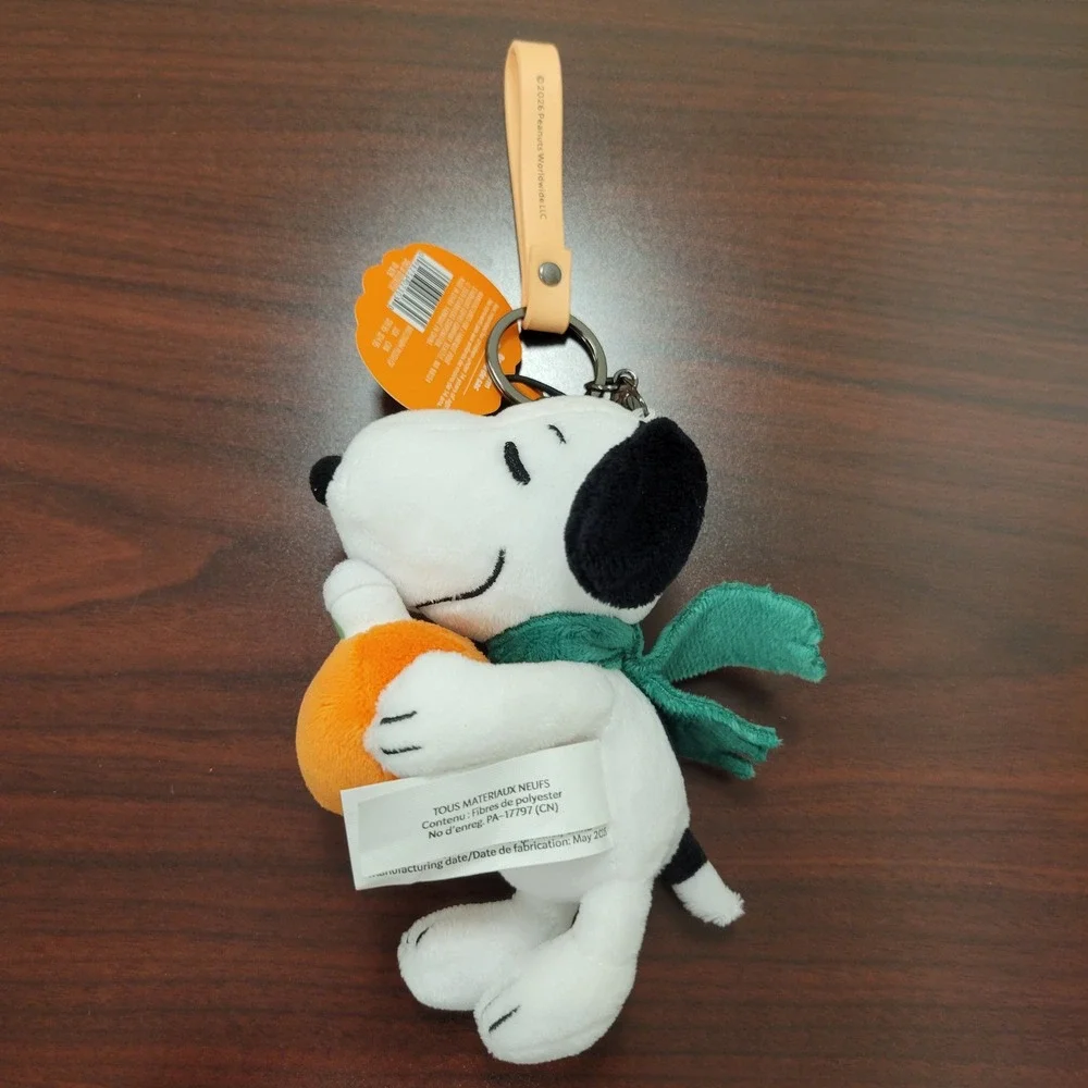 Starbucks Peanuts Snoopy Plush Bag Charm Keychain White Pumpkin Woodstock NWT